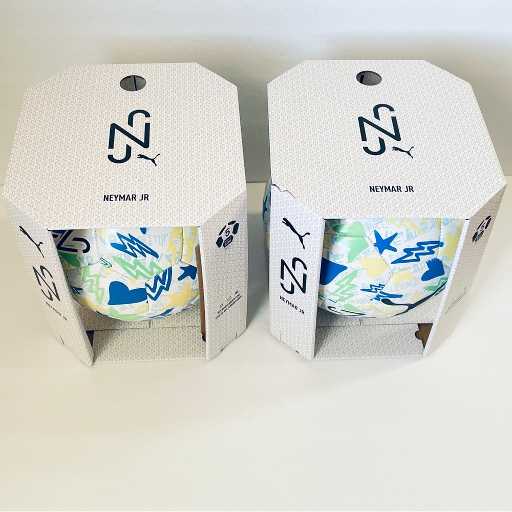Puma Neymar JR Graphic Soccer Ball Size 5 White Multicolor 084139-01 Lot of 2